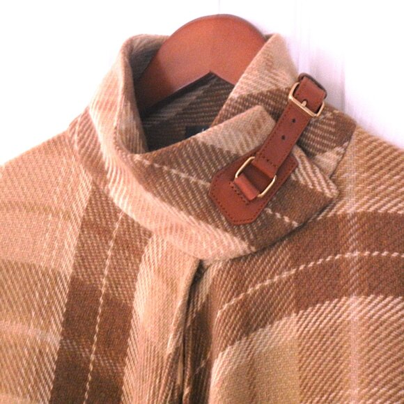 Ralph Lauren Leather Buckle Equestrian Wrap Wool Cape Poncho  Lg/XL - Picture 6 of 8